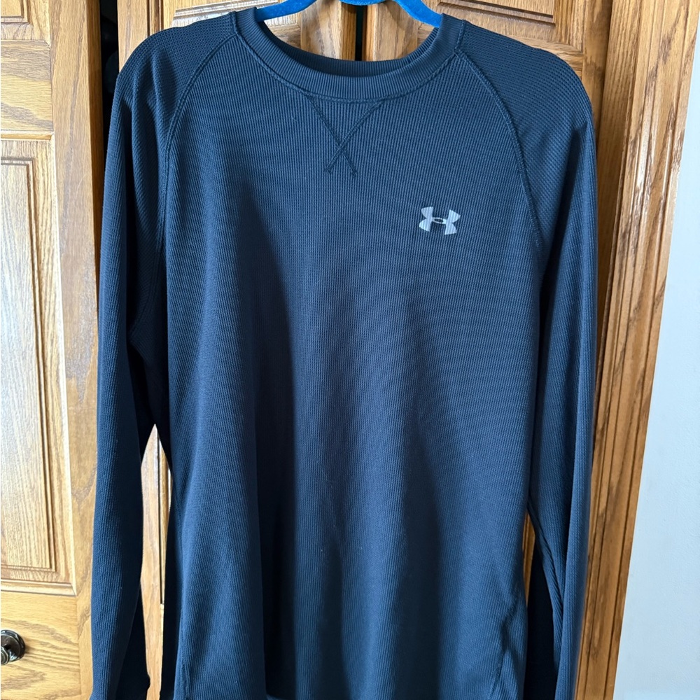 Under Armour Men's Long Sleeve Crew Sweatshirt - Black with Gray Logo